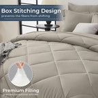 HEVUMYI Oatmeal Twin Comforter Set - 5-Piece All Season Bed in a Bag Twin, Ultra Soft Bedding Set with Comforter, Flat Sheet, Fitted Sheet, Pillowcases, Pillow Shams