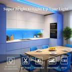 iNextStation COB LED Strip Light Blue 16.4FT 5M, DC12V CRI 93+ Dimmable Flexible LED Tape Lights for Bedroom, Kitchen, TV Backlight, Cupboard, Wardrobe, Home Lighting Decor