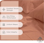 Linen Home 100% Cotton Percale Sheets Queen Size, Tera Clay, Deep Pocket, 4 Pieces Set - 1 Flat, 1 Deep Pocket Fitted Sheet and 2 Pillowcases, Crisp Cool and Strong Bed Linen