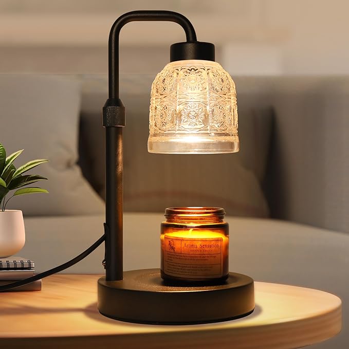 AIFEI Candle Warmer Lamp with Timer, Dimmable Adjustable Height Candle Lamp, Birthday Gifts for Women Mom Sister Friends, Candle Warmer Gifts New Home Decor, Candle Lamp Warmer with 2 Bulbs - Black