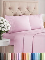 Cal King Size 4 Piece Sheet Set - Comfy Breathable & Cooling Bed Sheets Set - Hotel Luxury Bedding for Women, Men, Kids, Teens, Boys & Girls - Deep Pockets, Soft, Wrinkle Free - Oeko-Tex - Light Pink