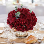 AVIVIHO 65pcs Burgundy Hydrangea Artificial Flowers Bulk (Not Squished, No Steaming Need) Realistic Hydrangeas Silk Flowers with Stems for DIY Project Wedding Party Home Wedding Table Decorations