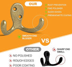 20 Pack Coat Hooks Wall Hooks for Hanging, Heavy Duty Double Prong Metal Hook Wall Mounted for Living Room, Bathroom, Kitchen, Bedroom for Coat, Bag, Scarf, Towel, Hat, Key, Cup (Bronze)