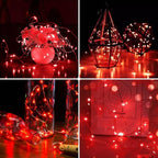 3 Pack Fairy Lights Battery Operated with Remote Control Timer, 26 FT 80 LED String Lights Outdoor Indoor Decorations, 8 Modes Twinkle Lights for Christmas Party Wedding Birthday Bedroom Décor (Red)