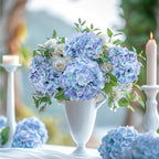 Auihiay 64 PCS Full Artificial Hydrangea Flowers, Blue Purple Silk Hydrangea Heads with Stems, Fake Flowers for Wedding Centerpieces, Baby Shower, Home, Garden, Party Decoration (Blue Purple)