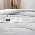 Litanika Comforters Light Grey Oversized King Size, 3 Pieces Lightweight Solid Bedding Comforter Set, All Season Fluffy Bed Set (120x98In Comforter & 2 Pillowcases)