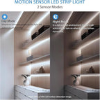 Battery Powered LED Strip Lights, COB Motion Sensor LED Strip Lights 20 inch x 3 Pack for Kitchen Under Cabinet Lighting, Shelves, Under Counter, Closet, Cordless Click Light, Cool White 6000K