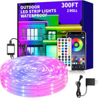 300 ft Outdoor LED Strip Lights Waterproof,IP68 Waterproof LED Light Strips with Remote,App Control Music Sync RGB Outdoor LED Rope Lights,LED Lights for Bedroom,Roof,Deck,（2 Rolls of 150ft）