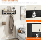 Homode Coat Rack Wall Mount with Shelf, 24" Long Entryway Shelf with Hooks Underneath, Wooden Coat Hanger for Hanging Hats, Bathroom Towels, Clothes, Black