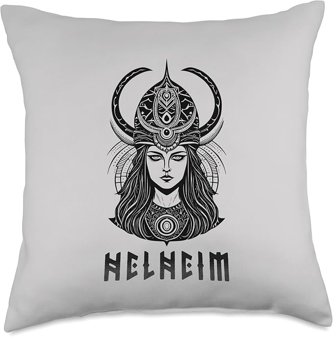 Nordic Vikings Legends Old Norse Mythology Gods Nordic Scandinavian Legends Old Norse Mythology Gods Helheim Throw Pillow, 18x18, Multicolor