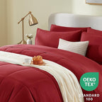CozyLux Queen Comforter Set Dark Red, 7 Pieces Bed in a Bag, Red Comforter Queen Size, All Season Bedding Sets with Stitch Quilted Comforter, Flat Sheet, Fitted Sheet, Pillowcases