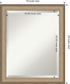 Amanti Art Bronze Bathroom Mirror for Over Sink, 23x19 Elegant Brushed Bronze Narrow Rectangle Vanity Mirror, Small Casual Frame, Hangs Horizonally and Vertically, Bathroom Wall Decor, Beveled Edge