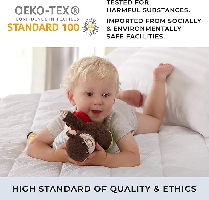 Great Bay Home Twin Mattress Topper. Thick, Elastic Corner Mattress Protector and Cover. Ultra-Soft Pillowtop Mattress Pad. Fits Mattresses Up to 18" (Twin, White)