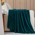 NEWCOSPLAY Super Soft Twin Blanket Dark Teal Premium Silky Flannel Fleece Leaves Pattern Lightweight Bed Blanket All Season Use (Dark Teal, Twin(60"x80"))