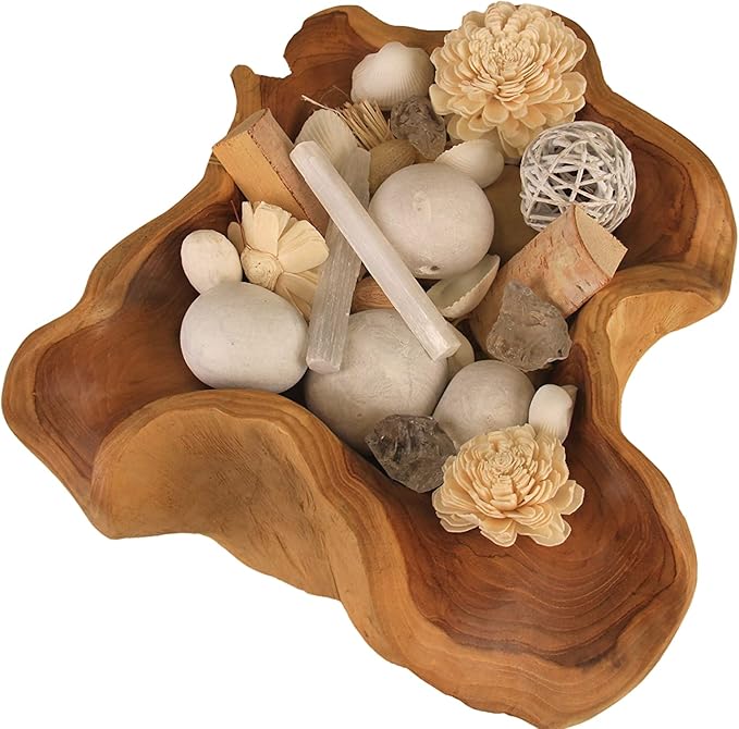 ANDALUCA 20 oz Botanical Crystal Potpourri Bag & Fragrance Vial Included Selenite Crystals, Scented (White Selenite Sandalwood)