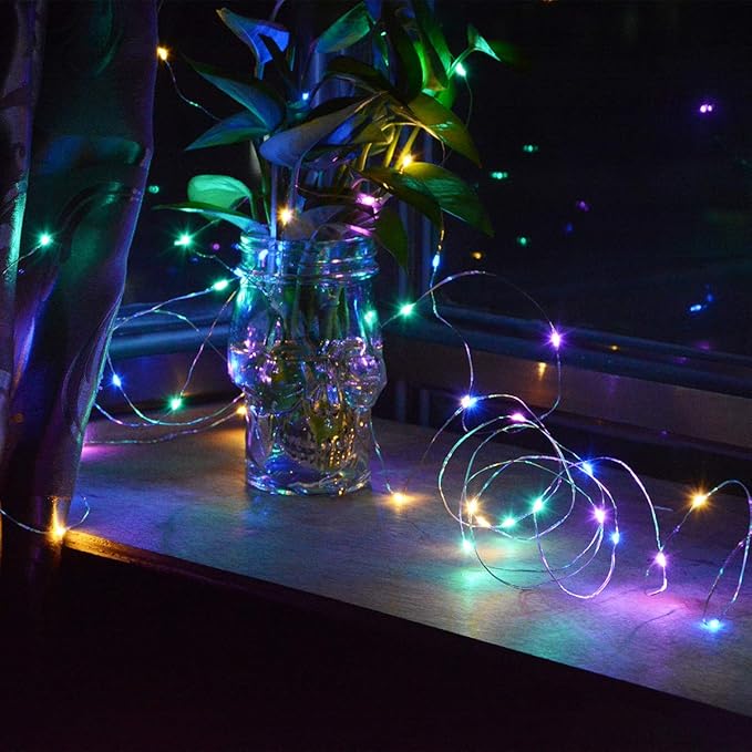 4-Pack 50 LEDs Multicolored Christmas Fairy Lights, Battery Operated Mini LED String Lights for Bedroom/Christmas/Parties/Wedding(Set of 4, Multi-Color)