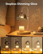 Candle Warmer Lamp, Wax Melt Warmer with Timer Dimmer, Height Adjustable, Black Lampshade, Includes 2 Bulbs, Birthday Gifts for Women, Mom, Christmas, Housewarming