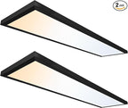 Ultralux 1x4 ft Surface Mount Ceiling Light Panel – Slim, Edge Lit, Flush Mount Flat Panel for Kitchen, Home & Office - TRIAC Dimmable, 3CCT Adjustable Color Temperature (Matte Black, 2 Pack)