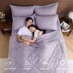 HEVUMYI Twin Purple Comforter Set - 5-Piece All Season Bed in a Bag Twin, Ultra Soft Bedding Set with Comforter, Flat Sheet, Fitted Sheet, Pillowcases, Pillow Shams, Lavender Purple