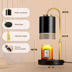 CASTLELIFE Candle Warmer Lamp with Timer & Dimmer, Height Adjustable Electric Wax Melt Warmer for Jar Candles, Gifts for Mom Home Decor, Black Gold
