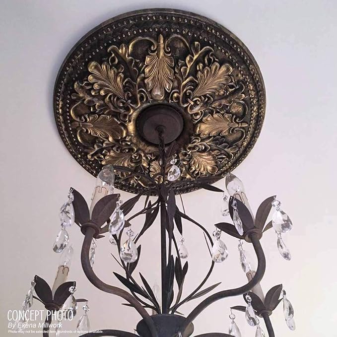 Ekena Millwork CM12BRGDF 12 1/2"OD X 3 7/8"ID X 3/4"P Bradford Ceiling Medallion Fits Canopies Up to 6 5/8", Gobi Desert