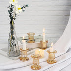 Glass Candle Holders Set, 12 Pcs Gold Candlestick Holders Bulk, Taper Candle Holders for Wedding, Festival Table Centerpiece,Home Decoration