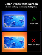 FFJ TV Lights That Change with Screen, 18ft Cuttable LED Backlight for 75-85 Inch Screen and PC Monitor, Backlight with Sensor, Smart App Control, Game & Music Sync Color Changing Lights
