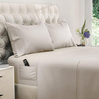 DREAMCARE Queen Size Sheets - Cooling Bed Sheets - 4pcs Set - up to 15" Deep Pocket Queen Sheet Set - Sheets Queen Size Bed - Soft & Long Lasting 100% Fine Microfiber with Side Pocket - Beige