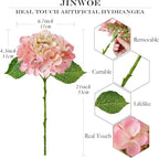 4PCS Lifelike Real Touch Artificial Hydrangeas, 21" Pink Hydrangea Artificial Flowers for Decoration, Faux Vintage Silk Fake Flowers for Bouquet Wedding Centerpieces Tables Party Outdoor Home