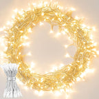 koopower [Timer & Remote] 36ft 100 LED Outdoor Battery Fairy Lights (IP65 Waterproof, Dimmable, 8 Modes, Warm White)