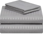 LuxClub 4 PC Cal King Size Sheet Set Bed Sheets, Breathable Luxury Deep Pockets Wrinkle Free Cooling Sheets Machine Washable Hotel Bedding (Cal King, Striped Light Grey)