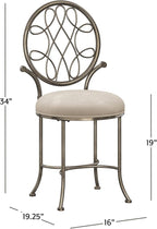 Hillsdale O'Malley Metal Vanity Stool with Spiral Pattern Design, Antique Brass