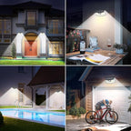 Aootek New Solar Motion Sensor Lights 120 LEDs with Lights Reflector,270° Wide Angle, IP65 Waterproof, Step Lights for Front Door, Yard, Garage, Deck (Front Button 4-Pack)