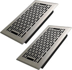 4x8 Inches 2 Pack Heavy Duty Walkable Floor Register - Easy Adjust Air Supply Lever Decorative Floor Vent Covers, Boston Design Vent Covers for Home - Satin Nickel