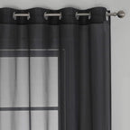 KEQIAOSUOCAI 63 inches Long Living Room Sheer Curtains - Eyelet Top Voile Sheer Draperies Privacy for Villa, W 54 by L 63 inch Length, 2 Panels,Jet Black