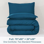 Litanika Teal Comforter Full Size, 3 Pieces Turquoise Lightweight Solid Bedding Comforter Set, All Season Fluffy Bed Set (79x90In Comforter & 2 Pillowcases)