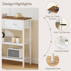 HOOBRO 29.5" Narrow Console Table with 2 Fabric Drawers, Sofa Table, Small Entryway Table with 3-Tier Storage Shelves, Behind Couch Table, for Living Room, Hallway, Walnut and White WH72XG01