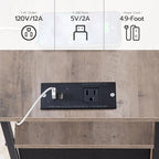 HOOBRO End Table with Charging Station, Narrow Side Table, Nightstand with 2 Non-Woven Drawers, Slim Sofa Side Table, for Small Spaces, Living Room, Bedroom, Greige and Black BG486UBZ01