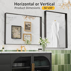 36”x 30” Black Bathroom Mirrors for Over Sink,Metal Framed Rectangle Mirrors, Tempered Glass, Black Wall Decor Mirror for Living Room Farmhouse Bedroom Entryway, (Horizontal/Vertical)