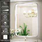 24x36 Inch LED Bathroom Mirror with Lights,Silver Metal Framed Brushed Lighted Vanity Mirror,Antifog Stepless Dimmable,Wall Mounted(Horizontal/Vertical)