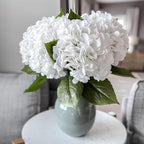 4PCS Artificial Flowers Large Hydrangeas Flowers Latex Bouquet for Wedding Bridal Office Home Party Decoration (4Pcs White)