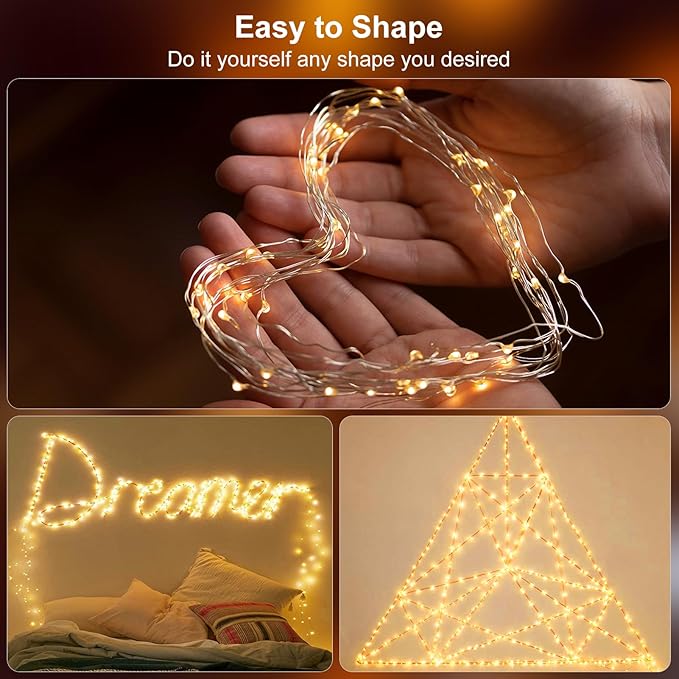 6 Pack Fairy Lights Battery Operated16.4Ft 50 LEDs Silver Copper Wire Twinkle Lights with 2 Lighting Modes for Christmas Bedroom Indoor Outdoor Wedding Decorations (Warm White)