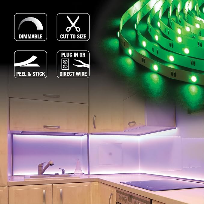 Armacost Lighting RibbonFlex Home 24V RGB+W Hardwire LED Strip Light Kit, Multicolor, 16 ft (423511)