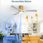 Sofucor Ceiling Fan with Lights-52 Inch Flush Mount Ceiling Fan with Light and Remote Control, Low Profile Wood Blades Modern Outdoor Ceiling Fans for Bedroom/Farmhouse/Patio/Indoor, Quiet DC Motor