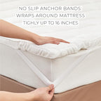 Great Bay Home Twin Mattress Topper. Thick, Elastic Corner Mattress Protector and Cover. Ultra-Soft Pillowtop Mattress Pad. Fits Mattresses Up to 18" (Twin, White)