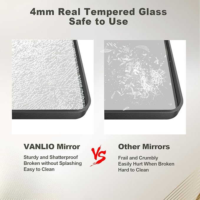 24x36 Inch Black Metal Framed Mirror for Bathroom, Matte Black Vanity Mirror, Rounded Rectangle Bathroom Mirror, Anti-Rust, Shatterproof (Horizontal/Vertical)