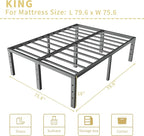 ALDRICH 18 Inch Metal King Size Bed Frame - Black Basic Steel Slats Platform, Easy Assembly Heavy Duty Noise Free Bedframes, No Box Spring Needed