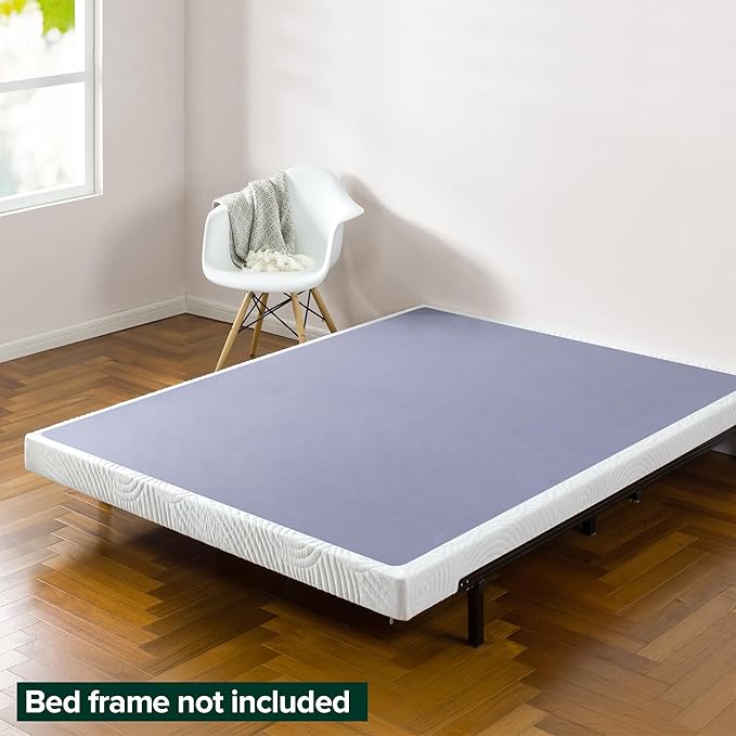 ZINUS Metal Box Spring with Wood Slats, 4 Inch Mattress Foundation, Sturdy Steel Structure, Easy Assembly, King