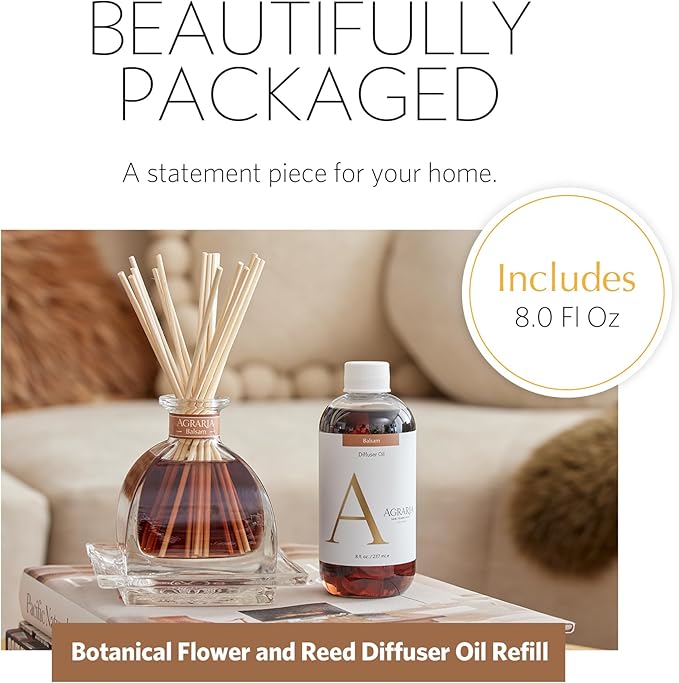 AGRARIA Reed Diffuser Refill, Scented Oil Home Fragrance, Reed Oil Diffuser Gift Set for All Occasions