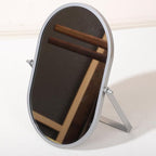 Bathroom Rectangle Desktop Makeup Mirror with Silver Metal Standing 180° Rotation Vanity Table Mirror Portable Cosmetic Mirror for Dressing Room Bedroom